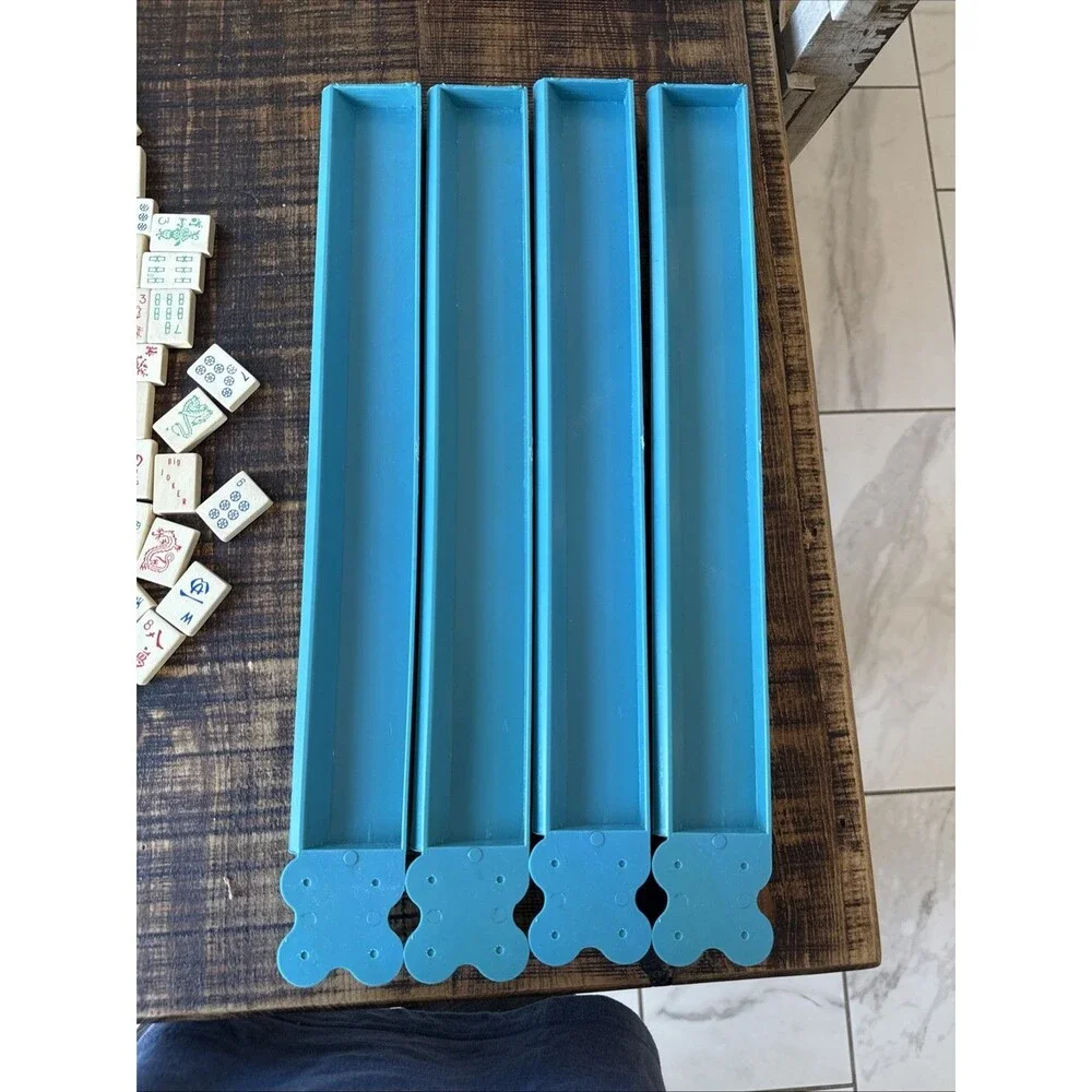 Mah Jongg Vintage Game Set, tiles, 4 Racks, Chips,  & Game Rules - 161 Tiles